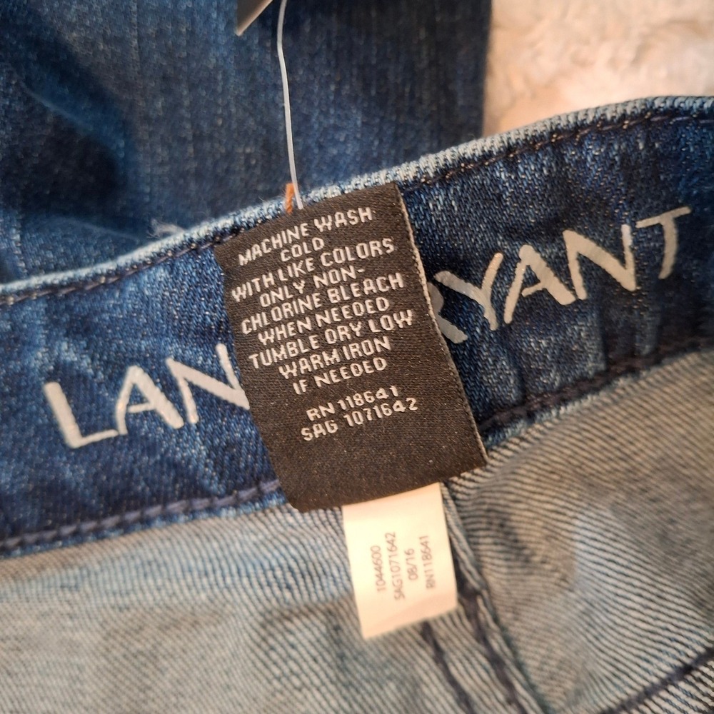Lane Bryant High Rise Flare Jeans Womens 18 Blue Exposed Button Fly Raw Hem NWT - Picture 9 of 9